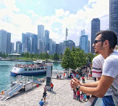 Participant overlooking skyline